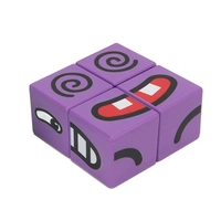 FACE CHANGING PUZZLE GAME  The set comes with 16 different wooden emoji cubes and multiple expression cards.