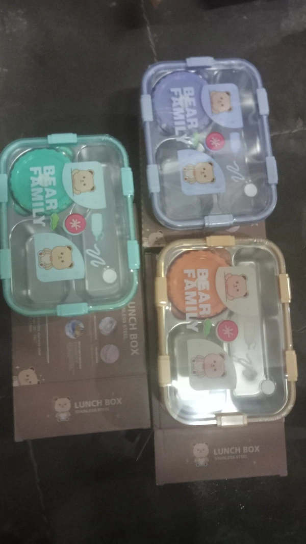Teddy bear steel lunch boxes with extra small box