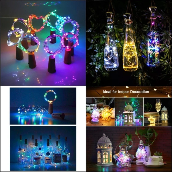 Multicolored and warm(yellow) led cork light (2 mtrs)