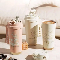 Tumbler, Flask for Tea Coffee, Insulated Coffee Mug, Coffee Tumbler, Double Wall Vacuum Insulated Mug, Coffee Mug with Leakproof Lid  530 ml Stainless steel