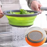 Homeoculture Foldable Kitchen Strainer Round Silicon Basket for Colander for Draining Pasta Drain Strainers - 0.5