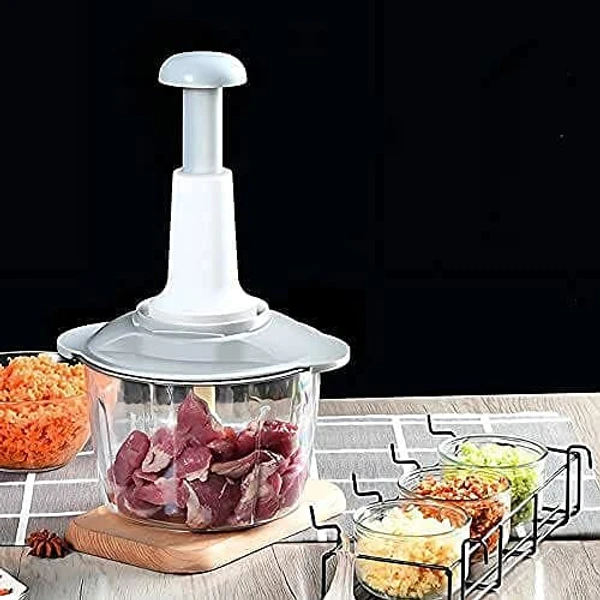 Homeoculture Food Chopper, Steel Large Manual Hand-Press Vegetable Chopper Mixer Cutter to Cut Onion, Salad, Tomato, Potato - 0.5