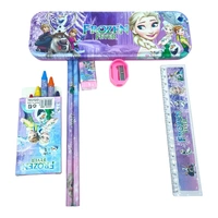 HomeoCulture Frozen Stationery Kit Set for Boys, Stationery for School, Red Color Pencil Eraser Pencil Case Scale Sharpener Crayons and Gift Set (Multi Color – 7 in 1 Set)