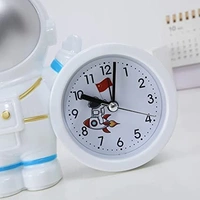 Homeoculture HomeoCulture Pack of 1 Space Theme Astronaut Robot Alarm Clock Space Twin Bell Rocket Astronaut Theme Study Table Clock Silent Bedside Alarm Clock for Kids Room Girls Boys Stationary Birthday Kanjak Return Gift(Random Colour) - 0.5