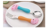 Homeoculture HomeoCulture Peppa Pig Heavy Quality Games Theme Stainless Steel Baby Feed Spoon and Fork Set- Multi Color - 0.5