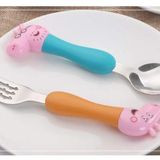 Homeoculture HomeoCulture Peppa Pig Heavy Quality Games Theme Stainless Steel Baby Feed Spoon and Fork Set- Multi Color - 0.5