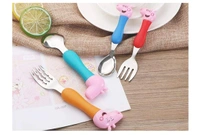 Homeoculture HomeoCulture Peppa Pig Heavy Quality Games Theme Stainless Steel Baby Feed Spoon and Fork Set- Multi Color - 0.5