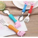 Homeoculture HomeoCulture Peppa Pig Heavy Quality Games Theme Stainless Steel Baby Feed Spoon and Fork Set- Multi Color - 0.5