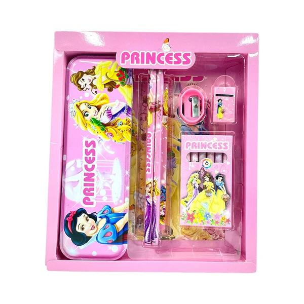 Homeoculture HomeoCulture Princess Stationery Kit Set for Boys, Stationery for School, Red Color Pencil Eraser Pencil Case Scale Sharpener Crayons and Gift Set (Multi Color – 7 in 1 Set) - 0.5