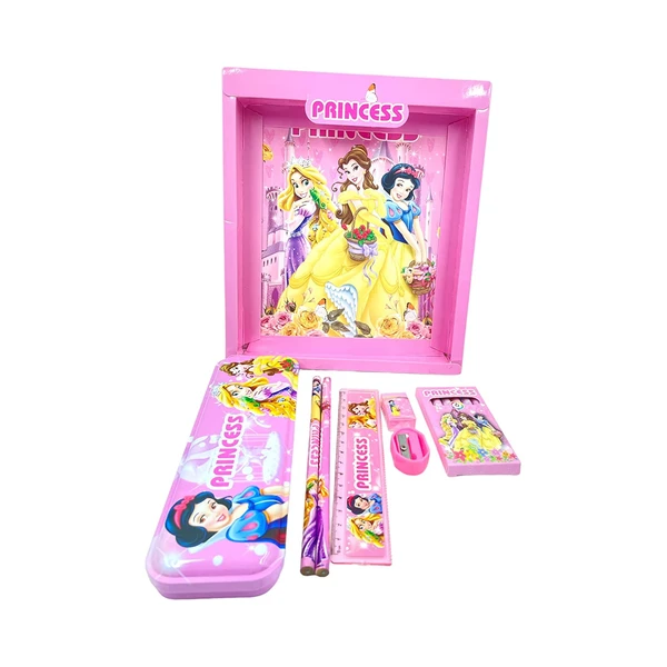 Homeoculture HomeoCulture Princess Stationery Kit Set for Boys, Stationery for School, Red Color Pencil Eraser Pencil Case Scale Sharpener Crayons and Gift Set (Multi Color – 7 in 1 Set) - 0.5