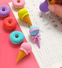 Ice Cream Cupcake Eraser - B'Day Return Gift Party Idea for Kids Birthday (04 Pack/16 PCS./More) COLOR MAY VARY Non-Toxic Eraser��(Multicolor)