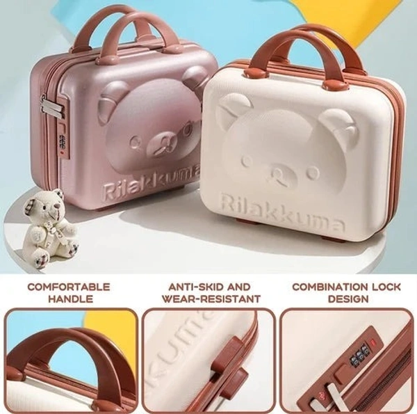 Premium quality kids mini suitcase cum vanity with lock - Teddy Bear