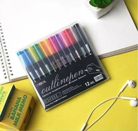 Homeoculture Set Of 12 Outline Pens Chisel Tip Nib Sketch Pens��(Set of 12, Multicolor) - 0.5
