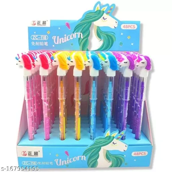 Homeoculture Unicorn Fancy Pencils Push Pencils for Kids Birthday Return Gifts Party Favours Favors Take Away Gifts (12) - 0.5