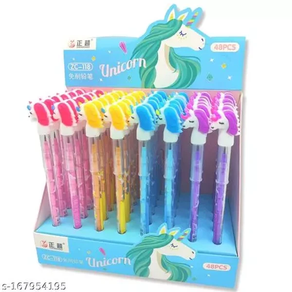 Homeoculture Unicorn Fancy Pencils Push Pencils for Kids Birthday Return Gifts Party Favours Favors Take Away Gifts (12) - 0.5