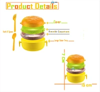 �Burger Shape Lunch Box for Kids - Lunch Box for Kids, Tiffin Box, Lunch Box Leak Proof Plastic Lunch Box, Lunch Box with Compartments