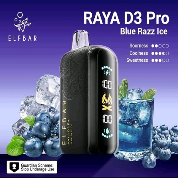 30K Blue Razz Ice D3 Pro by Elfbar disposables - 5% Nic