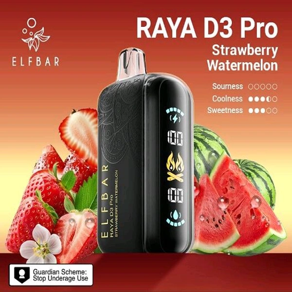 30K Strawberry Watermelon D3 Pro by Elfbar disposables - 5% Nic