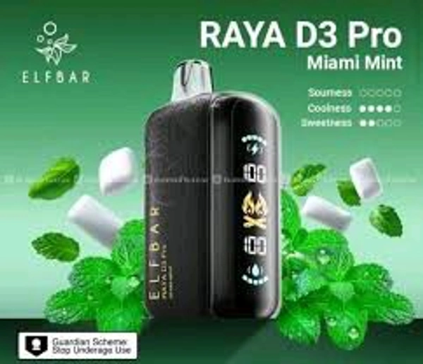 30K Miami Mint D3 Pro by Elfbar disposables - 5% Nic