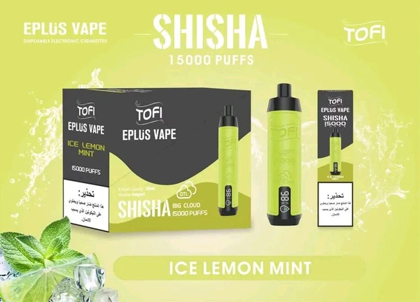 15k Ice Lemon Mint by Tofi Shisha disposables - 5% Nic