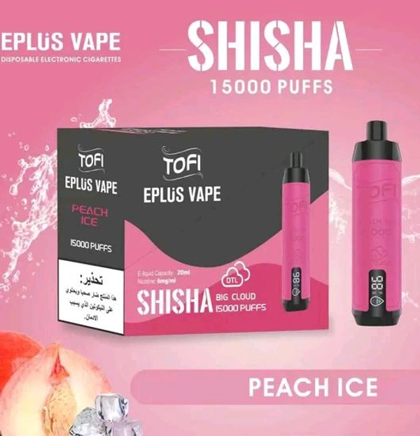 15k Peach Ice  by Tofi Shisha disposables - 5% Nic