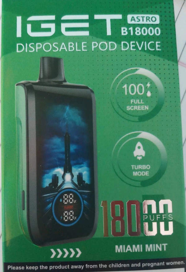 IGET Astro Disposable Vape 18k Puff Miami  Mint  - 5% Nic