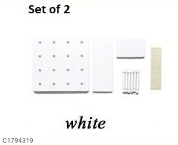 Self-Adhesive Peg Board Shelves Crafting Storage Organizer for Home (Set of 2) - White, 20 x 10 x 5