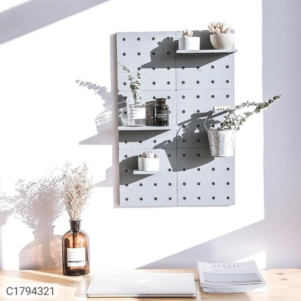 Self-Adhesive Peg Board Shelves Crafting Storage Organizer for Home (Set of 2) - White, 20 x 10 x 5