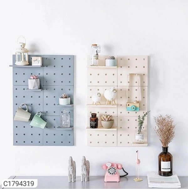 Self-Adhesive Peg Board Shelves Crafting Storage Organizer for Home (Set of 2) - White, 20 x 10 x 5