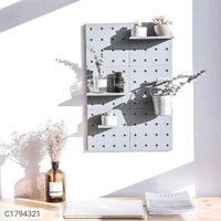 Self-Adhesive Peg Board Shelves Crafting Storage Organizer for Home (Set of 2) - Grey, 20 x 10 x 5