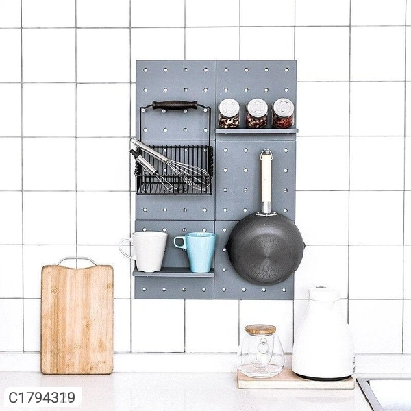 Self-Adhesive Peg Board Shelves Crafting Storage Organizer for Home (Set of 2) - Grey, 20 x 10 x 5