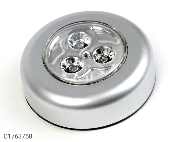 3 LED Light Battery Power Stick Tap Emergency Touch Light for Wall - L x W x H  in cm: 7 x 7 x 2 cm, Pack of 2