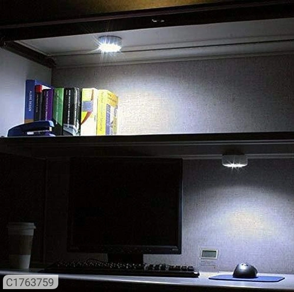 3 LED Light Battery Power Stick Tap Emergency Touch Light for Wall - L x W x H  in cm: 7 x 7 x 2 cm, Pack of 3