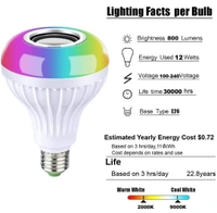 3 in 1 12W Led Bulb with Bluetooth Speaker - LxWxH: 15 x 12 x 13 cm
