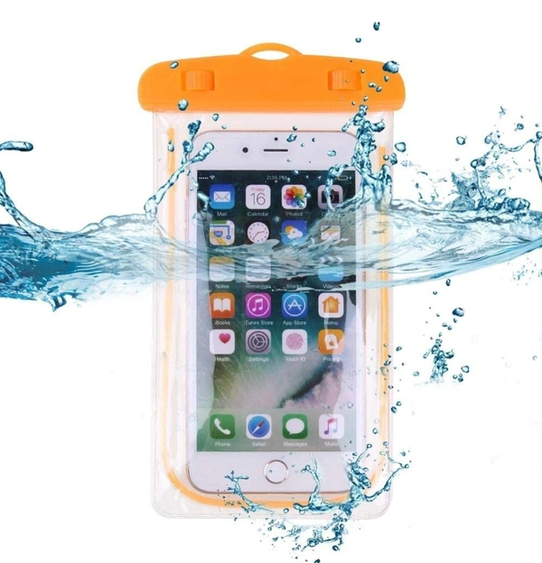 3 Layers Waterproof Sealed Transparent Mobile Bag Cover For Protection In Rain & Swimming Fits for Any Android and iPhone Universal Size Mobile Phone - 6.5 Inches, Yellow