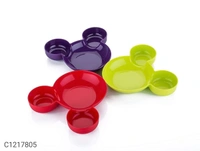 Mickey Shaped Serving Food Plate, Spoon & Forks - Small Tray: 8 x 3.25 inch Bowl/Cups : 2.5 inch