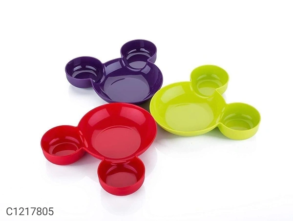 Mickey Shaped Serving Food Plate, Spoon & Forks - Small Tray: 8 x 3.25 inch Bowl/Cups : 2.5 inch