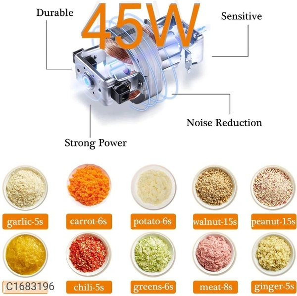 Mini Food Chopper/Processor For Onion/Garlic/Onion/Ginger/Pepper/Nuts/Meat - Same As Shown, 250 ml