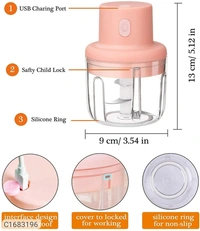 Mini Food Chopper/Processor For Onion/Garlic/Onion/Ginger/Pepper/Nuts/Meat - Same As Shown, 250 ml