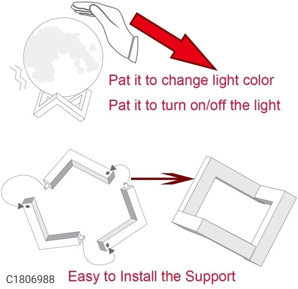 Color Changing Crystal Moon Lamp - Same As Shown