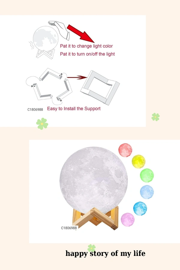 Color Changing Crystal Moon Lamp - Same As Shown