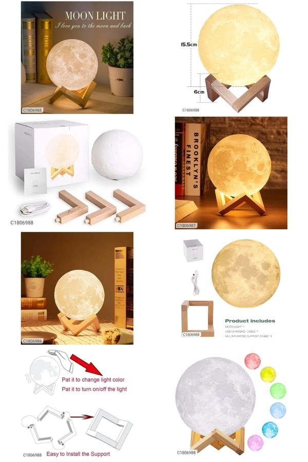 Color Changing Crystal Moon Lamp - Same As Shown