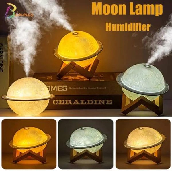  2 in 1 3D LED Moon Night Light Lamp Humidifier For Home - Same As Shown