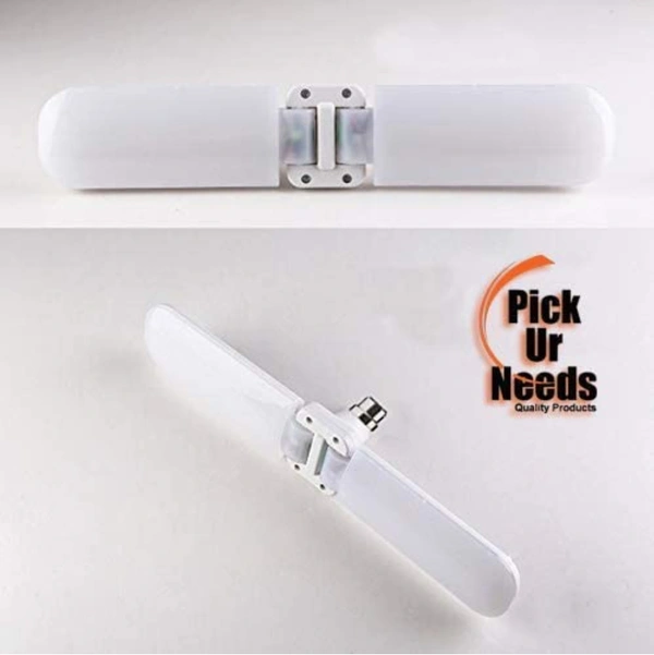 2F Foldable Light Fan LED 2 Blade Bulb Super Bright White Light - WHITE, LxWxH 21 x 4 x 7 cm