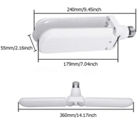2F Foldable Light Fan LED 2 Blade Bulb Super Bright White Light - WHITE, LxWxH 21 x 4 x 7 cm
