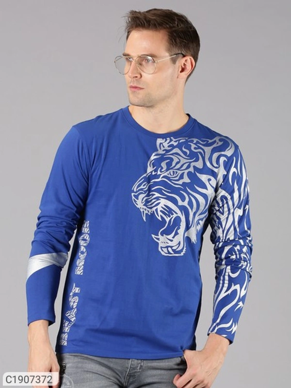 Full Sleeves Mens Round Neck T-Shirt - BLUE, M-38