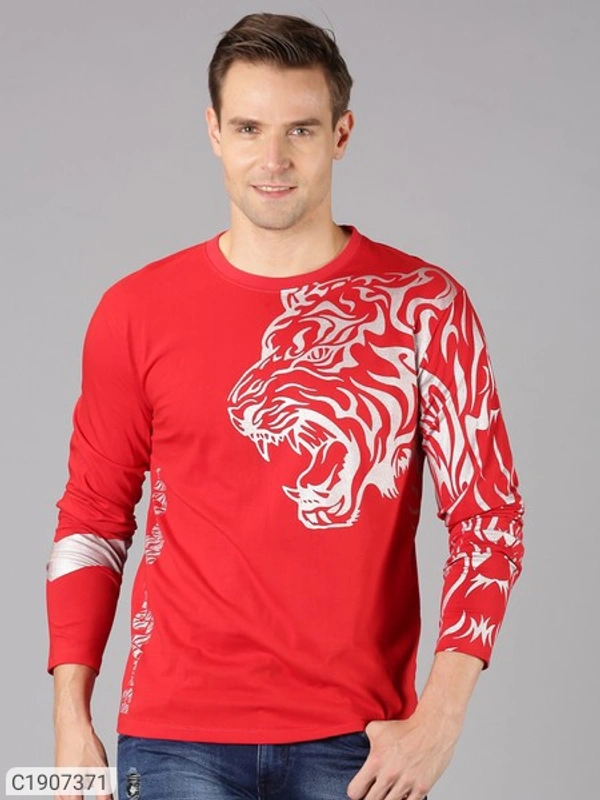 Full Sleeves Mens Round Neck T-Shirt - RED, M-38
