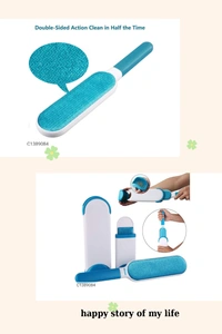 Multi-Purpose Pet Fur &  Lint Remover  Double Sided Self-Cleaning Brush - BLUE