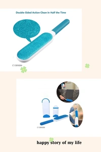 Multi-Purpose Pet Fur &  Lint Remover  Double Sided Self-Cleaning Brush - BLUE