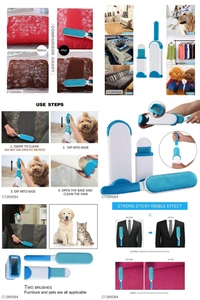 Multi-Purpose Pet Fur &  Lint Remover  Double Sided Self-Cleaning Brush - BLUE